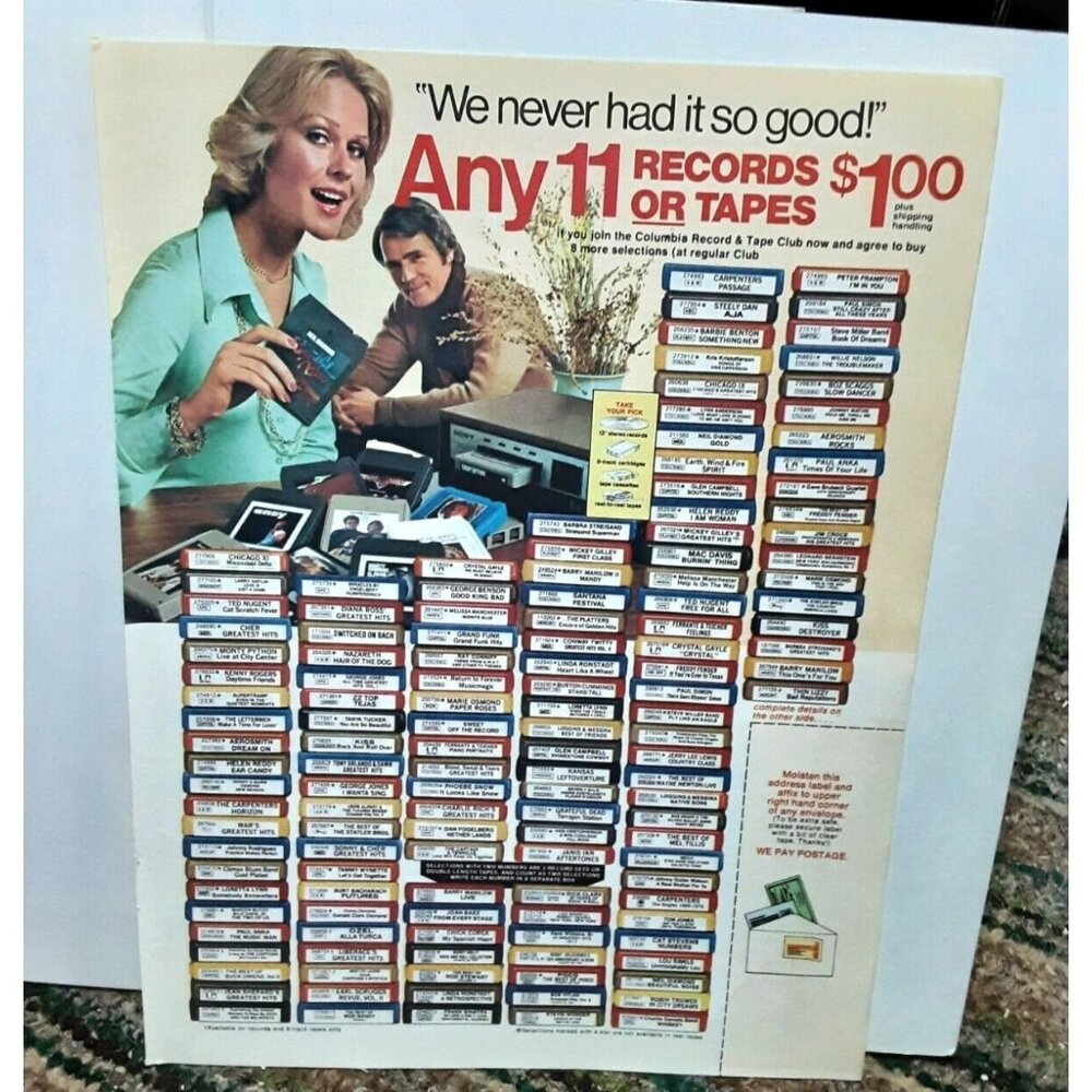 1978 Columbia House 8 Track Tape Club Original vintage print ad 70s